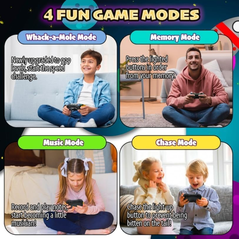 Fast Push Game Fidget Toys Handle, Quick Push Light up Pop Game Fidget Toy with 5 Gaming Modes, Quick Push Buttons Gamepad for Teens Adults, Christmas Birthday for 3-12 Year Old Kids (Grayish Black) image number 1