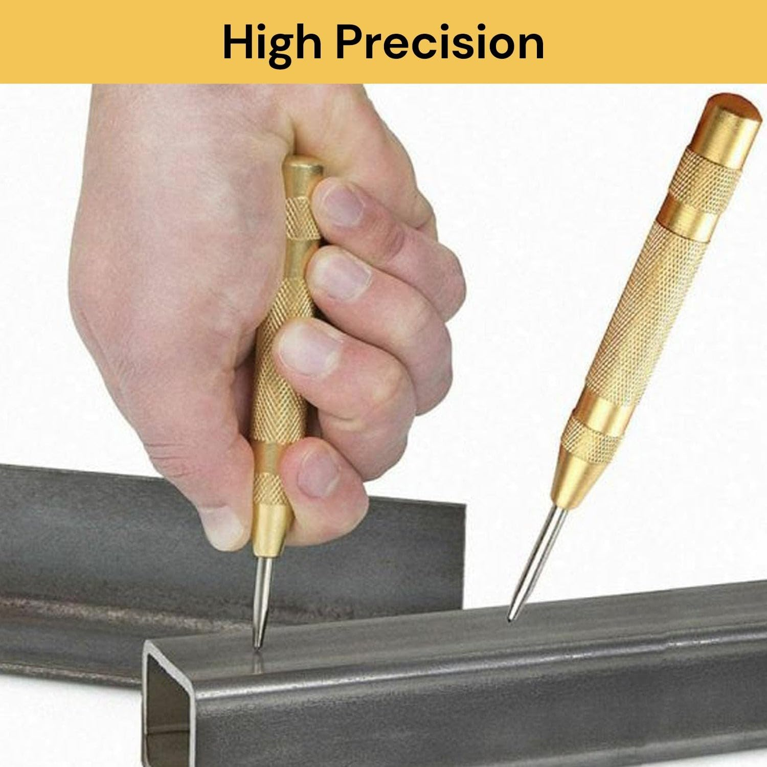 EZONEDEAL Automatic Center Punch - 5 Inch Brass Spring Loaded Center Hole Punch with Adjustable Tension, Hand Tool for Metal or Wood (2 Pack) image number 6