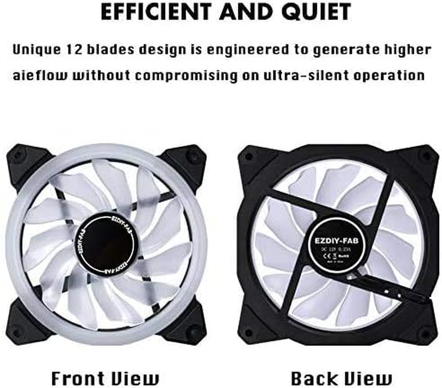 EZDIY-FAB 120Mm PWM Blue Single Ring Fan, Blue LED PWM Case Fan for PC Case,High Airflow Quiet and Radiators(4-Pin) - 3 Pack image number 1
