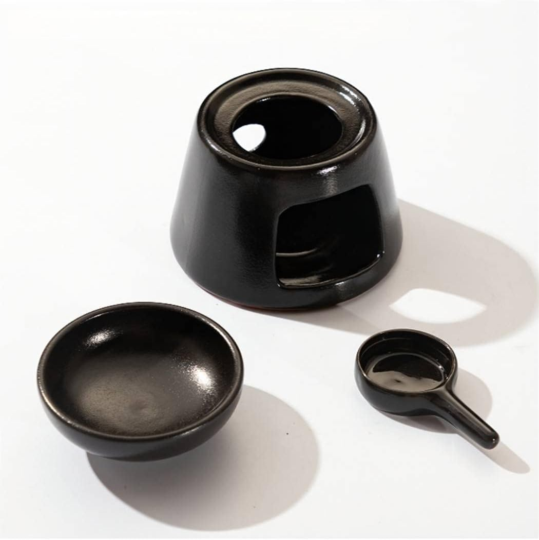 Hand Large Capacity Made Essential Oil Burner Wax Melt Burners, Aromatherapy Aroma Burner Ceramic Oil Diffuser Candle Tealight Holder Home Bedroom Decor Black image number 1