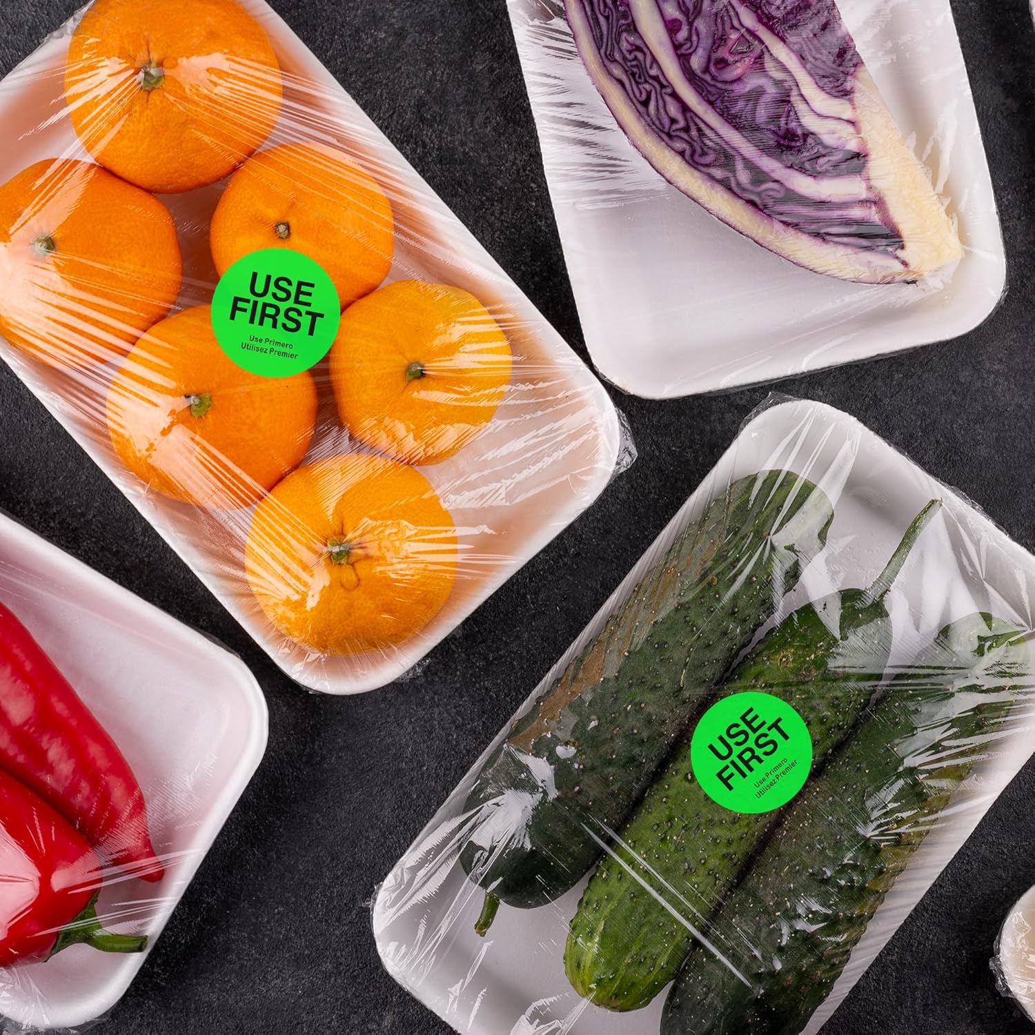 Hybsk 500Pcs USE First Stickers 1.5 Inch Fluorescent Stickers,Restaurant Food Service Labels for Shopping Malls, Restaurant and School (Fluorescent Green) image number 2