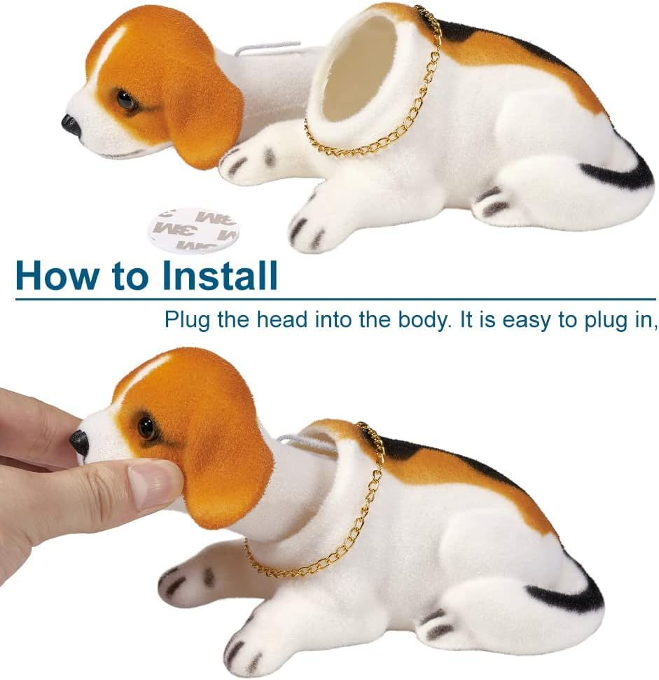 Shaking Head Lucky Dog Bobbing Heads Car Dash Puppy for Car Vehicle Decoration, Beagle (16X9X11Cm) image number 6