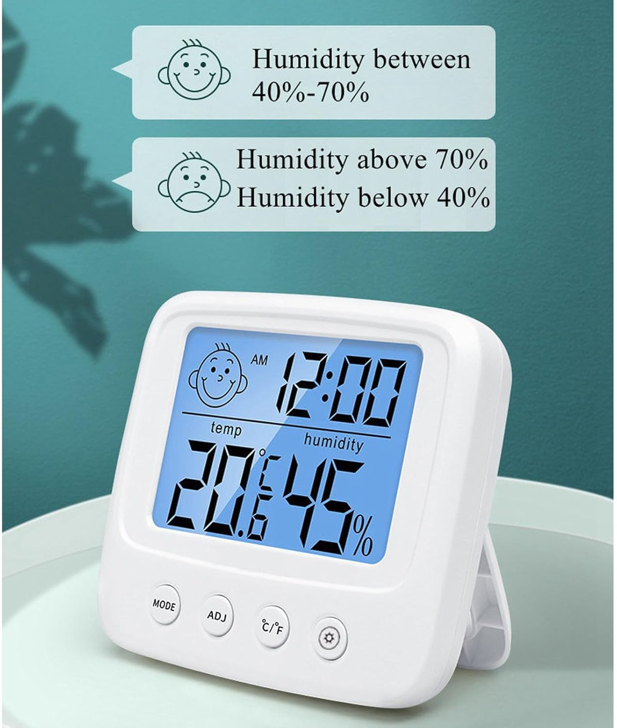 Digital Clock with Hygrometer Thermometer, Versatile Electronic Clock with Backlight Display, Temperature Clock Battery Operated for Nursery Bedroom image number 4