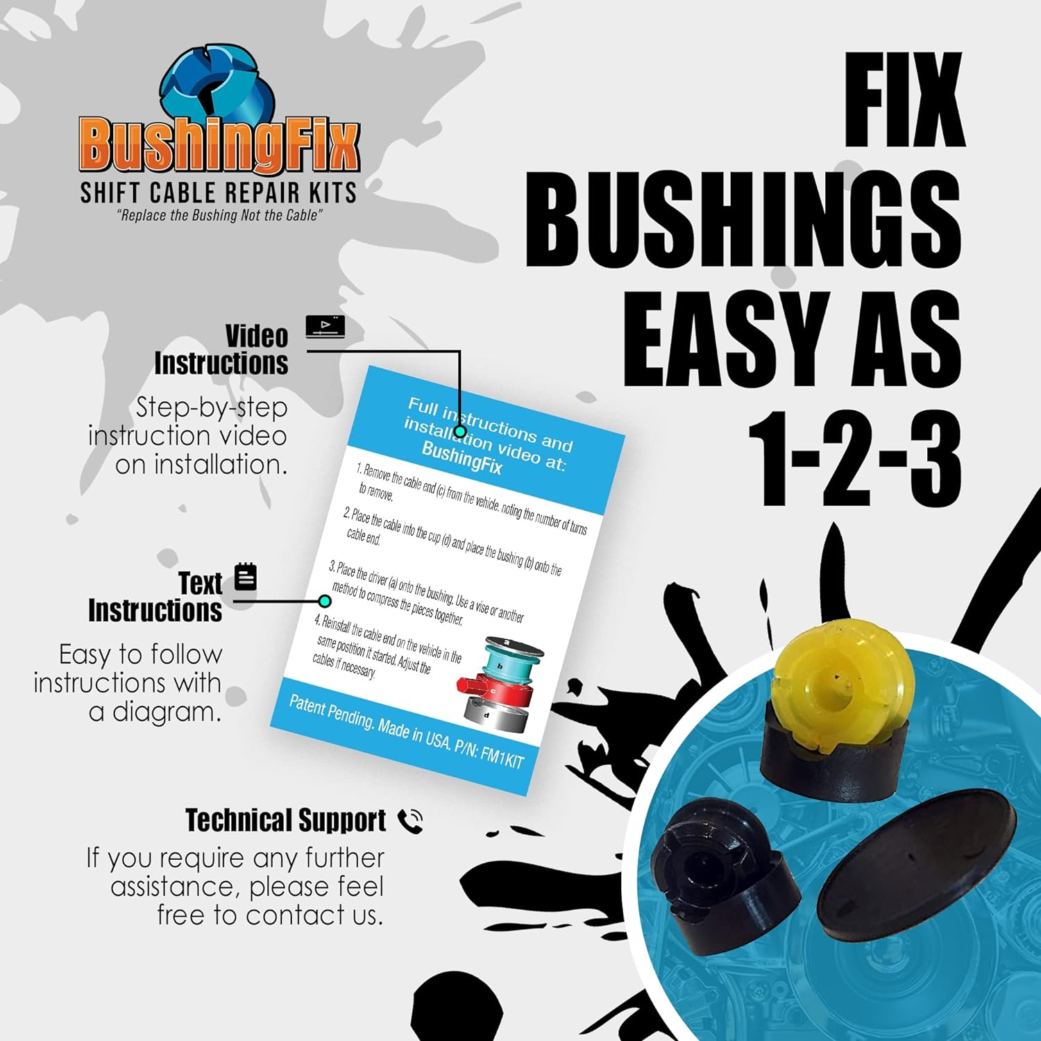 Bushing Fix Fm1Kit - Transmission Shift Cable Bushing Repair Kit image number 6