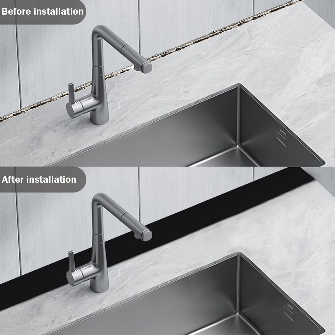 10 Ft Flexible Trim Caulk Strip,Peel and Stick Trim Molding,Floor Molding Trim,Self Adhesive Caulk Strip for Corners,Cabinet Edges,Ceiling Edges,Tile Edges (Black) image number 3