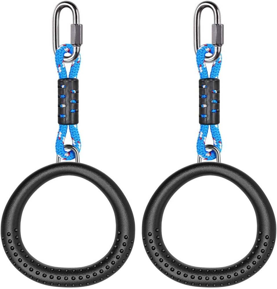 Dolibest 2 Pack of Ninja Gymnastic Rings, Monkey Ring Outdoor Backyard Ninja Accessories Set, Obstacle Course for Training,1000Lb Capacity(Black) image number 3
