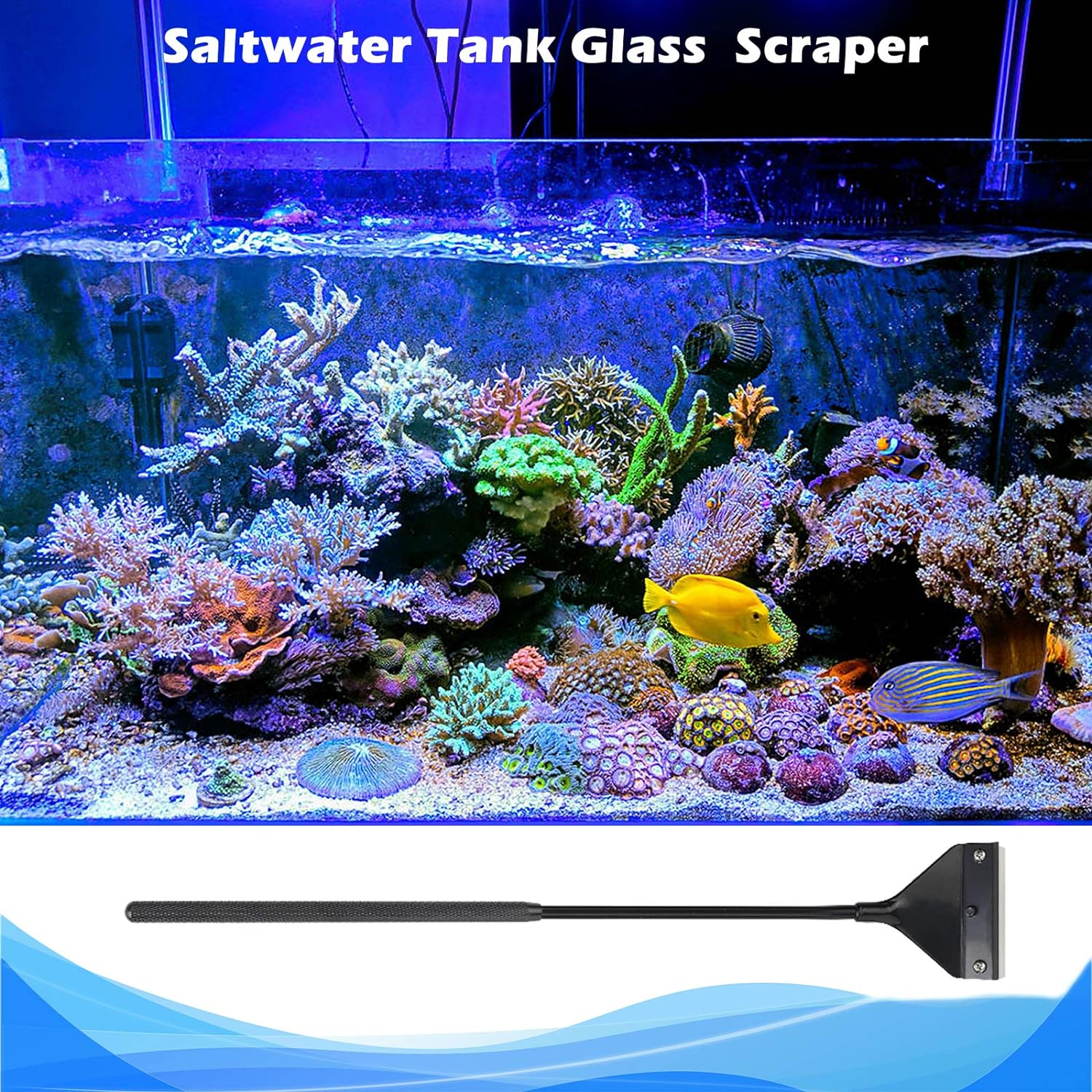 SINLASA Algae Scraper for Glass Aquariums, Fish Tank Cleaner, Aquarium Algae Scrapers with 10 Stainless Steel Blades. image number 1