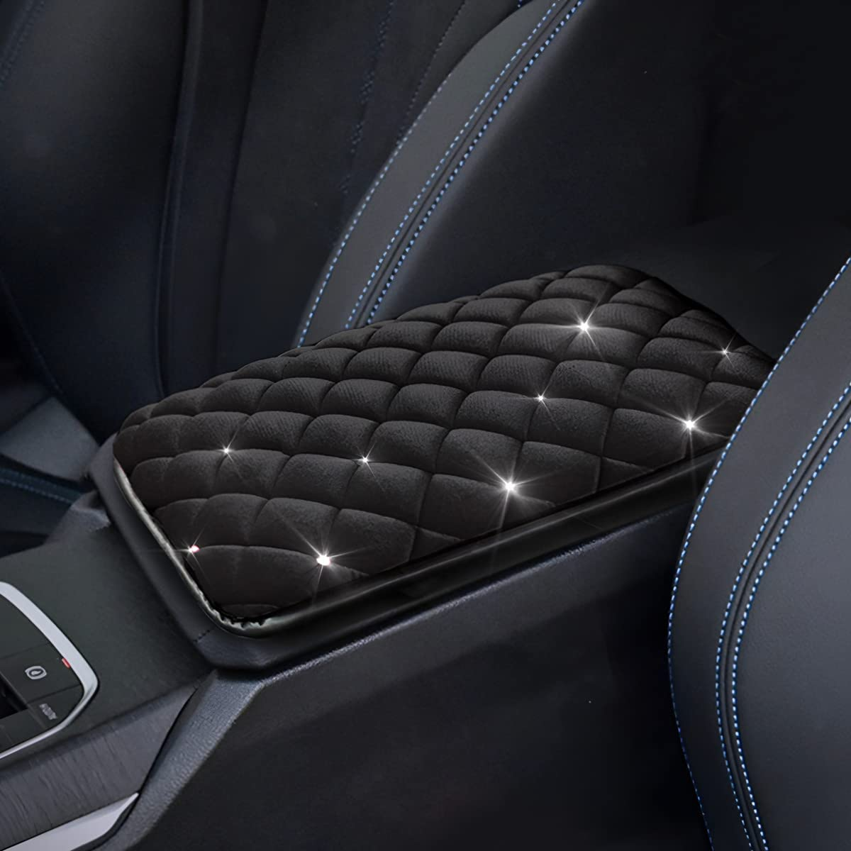 AUCELI Fluffy Car Armrest Cover, Bling Diamond Auto Center Console Pad, Soft Seat Box Protector, Plush Cushion for Arm Rest, Vehicle Interior Protection Accessories, Universal Fit Truck SUV image number 2