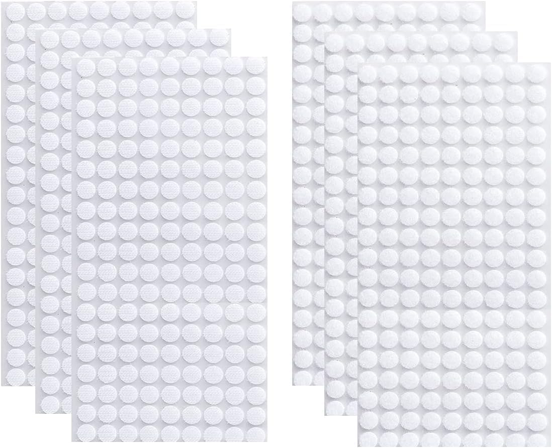 Vkey Adhesive Sticky Back Coins Hook Loop Self Adhesive Dots Tapes Magic Sticky Dots, White, 1Cm/504Pairs image number 1