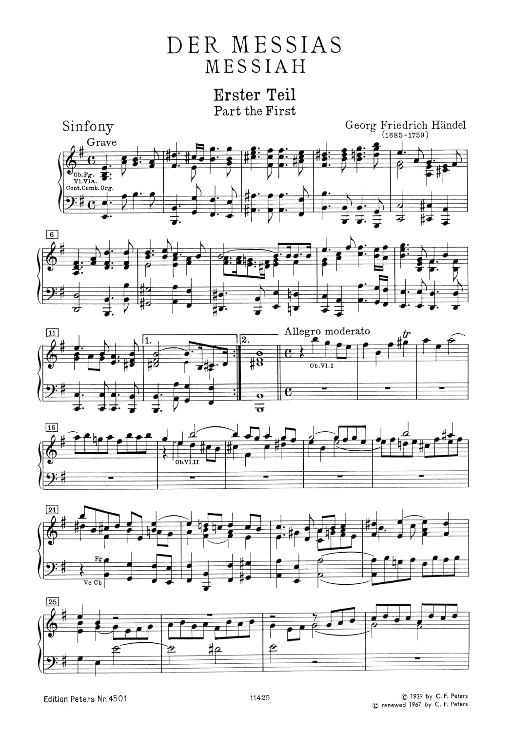 Messiah HWV 56 (Vocal Score): Oratorio for SATB Soli, Choir and Orchestra (Ger/Eng) image number 1
