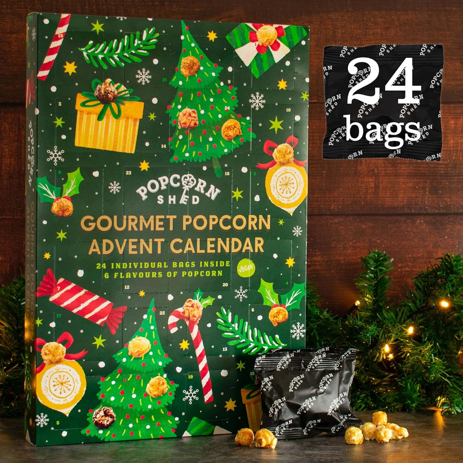 Popcorn Shed Gourmet Popcorn Advent Calendar 2024, 24 Days of Popcorn - 6 Luxury Flavours, Vegan and Gluten Free Foodie Gift, Non-Chocolate Advent Calendar image number 4