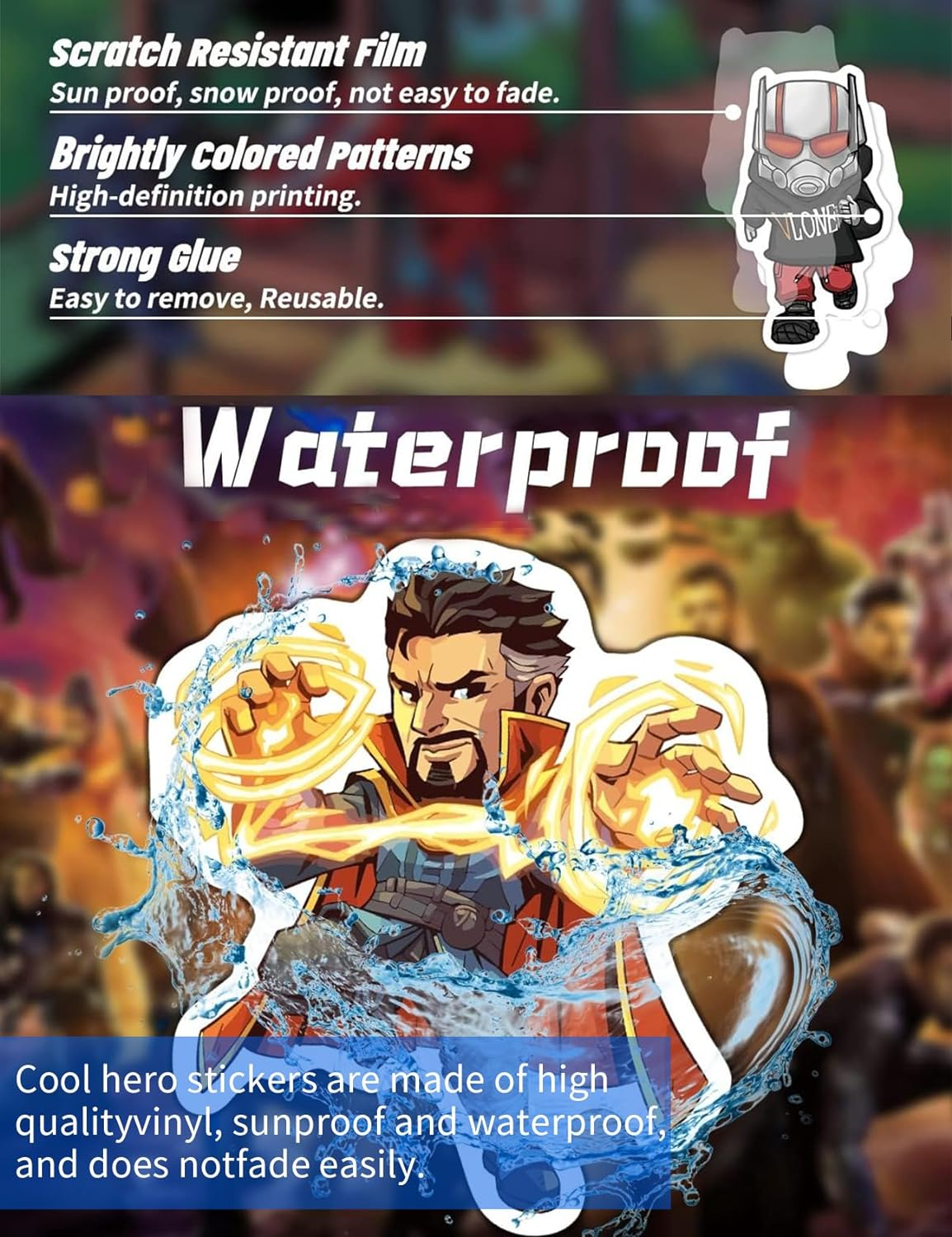 24 Sheets Cartoon Stickers, Laptop Stickers, Waterproof Stickers, Anime Character Stickers, Cute Cartoon Sticker, Comic Legends Stickers, Party Gift, Superhero Decals for Teens Boys Girls