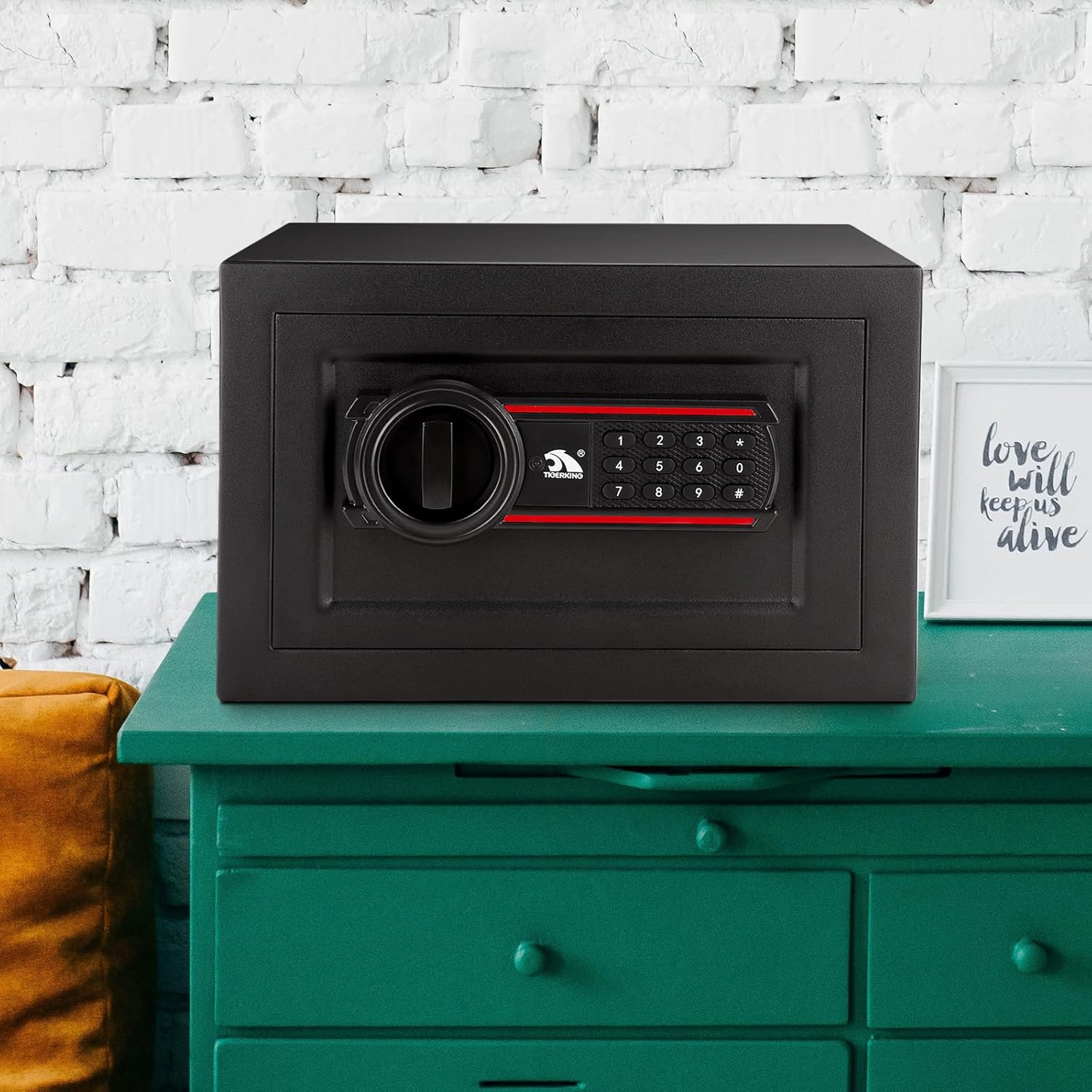 Digital Safe Electronic Security Box, Combination Lock Box with Keypad and Keys - 0.5 Cubic Feet Lockable Safety Safes Box for Home Office Hotel Business image number 4