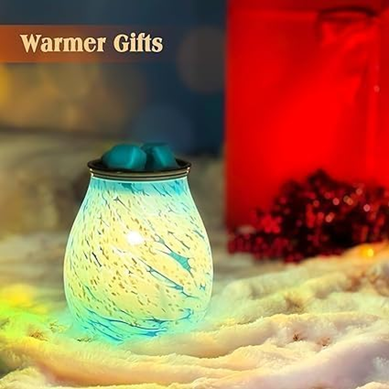 Glass Electric Essential Oil Warmer Electric Incense Wax Tart Burner with 7 Colors LED Changing Light Wax Melter Warmer Fragrance Night Light Aroma Decorative for Home Office Bedroom Living Room Gifts image number 1