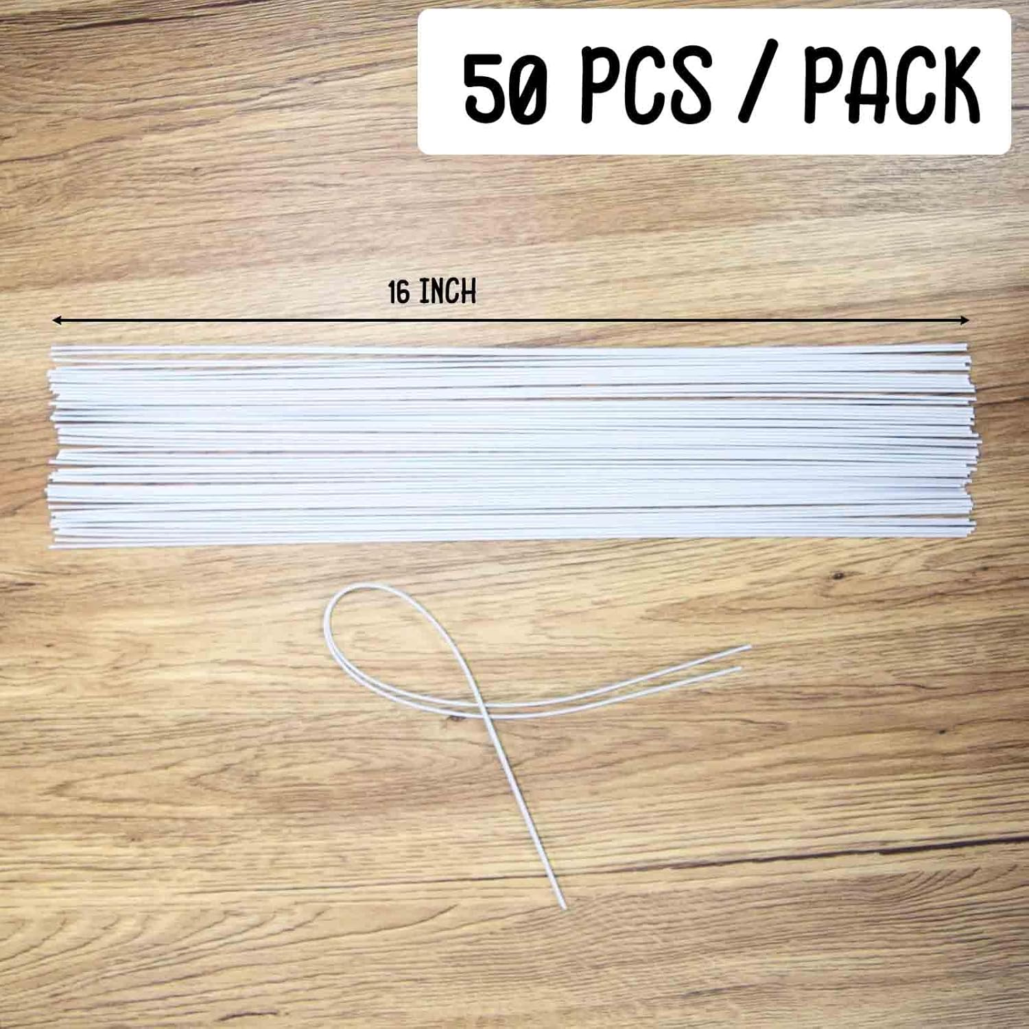 Happylain 50 PCS 18 Gauge White Floral Wire 16 Inch, Paper Wrapped Floral Wire, White Floral Stems image number 4