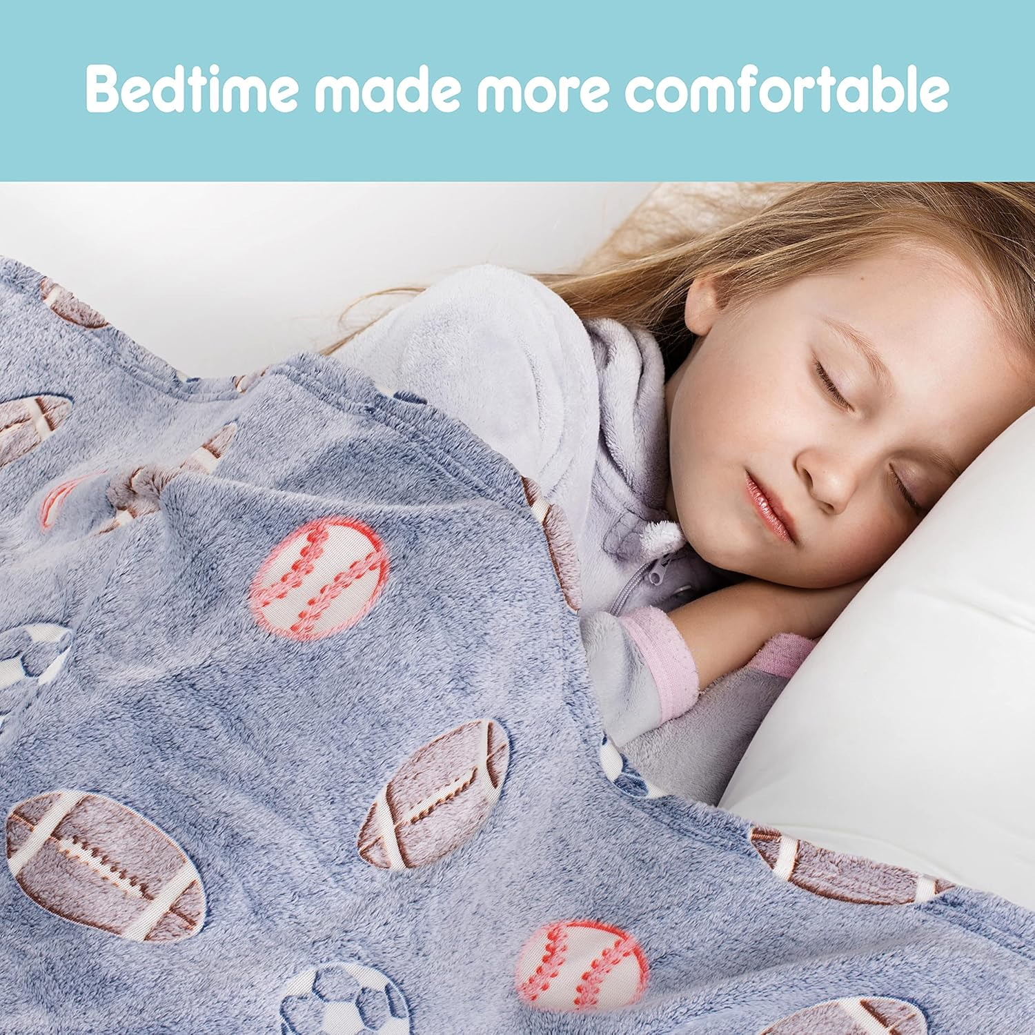 Glow in the Dark Blanket, Super Soft Blankets and Throws to Build Night Routine for Kids, Sports Designed Kids Blanket That Doesn'T Pill, Fray, or Fade, Comfortable Toddler Blanket for Boys and Girls image number 4