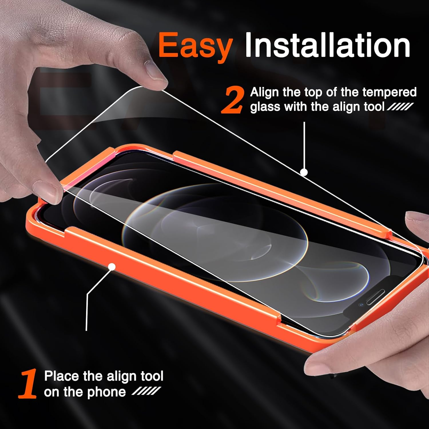 Milomdoi 3 Pack Screen Protector for Apple Iphone 12 Pro with 3 Pack Tempered Glass Camera Lens Protector, Ultra 9H Accessories, Case Friendly, Mounting Frame, 2.5D Curved, Transparent image number 1