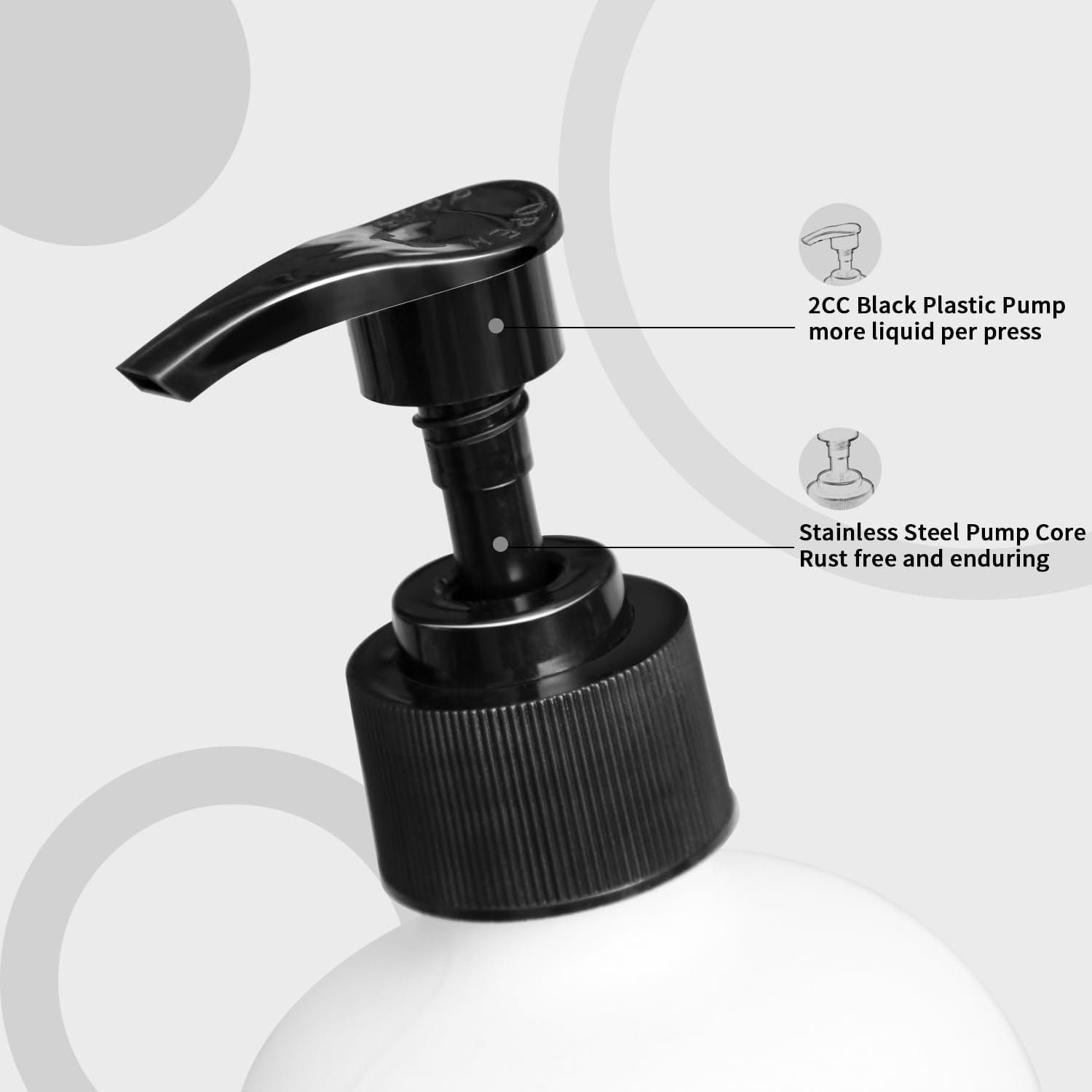 MOMEEMO Soap Dispenser Set 2 Pack, Contains Dish Soap Dispenser and Hand Soap Dispenser. 16 Oz Glass Soap Dispenser with Black Plastic Pumps, Perfect for Black and White Kitchen Decor. (Black & White) - Hd Black White image number 5