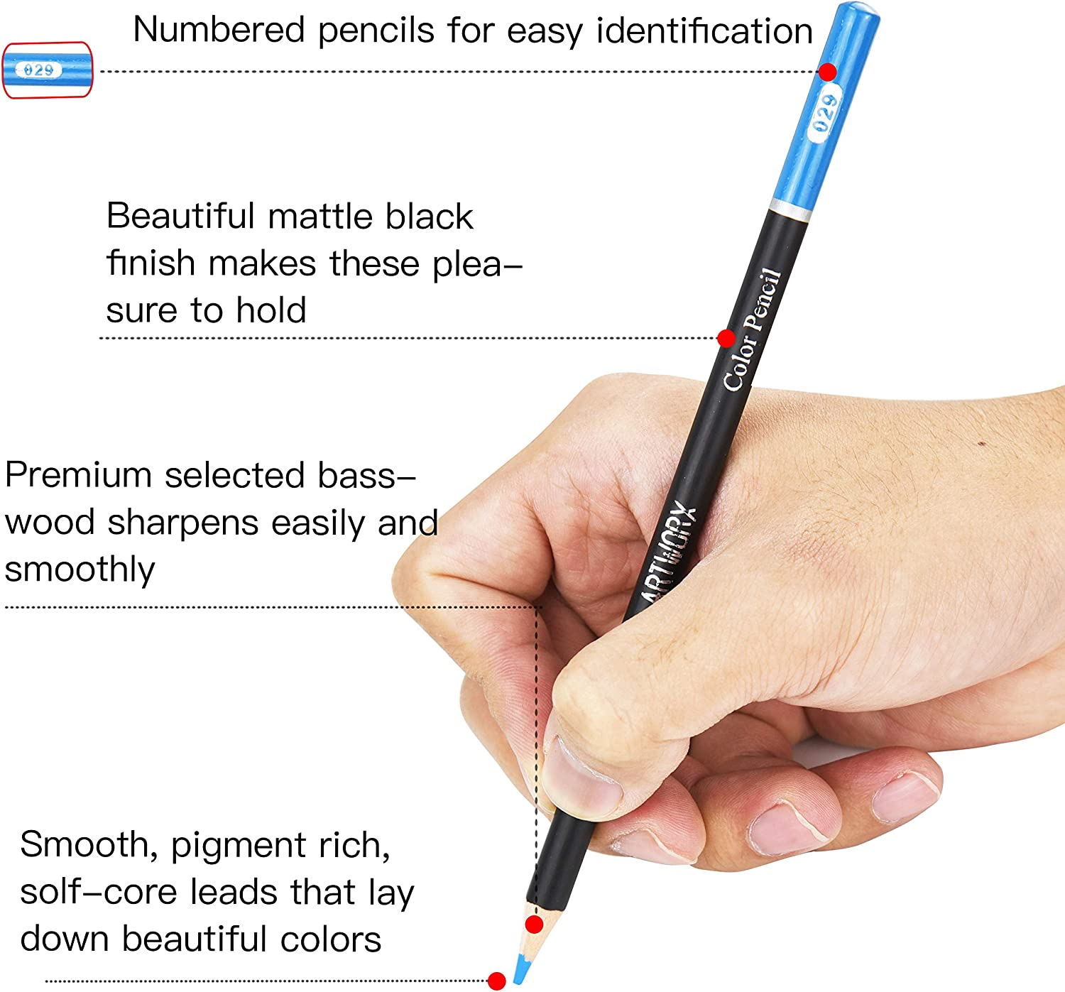 Orionstar Colored Pencils Set of 120 Colors with Zipper Case for Adult Artist Beginner, Vibrant Numbered Pencil with Premium Soft Core for Professional Drawing Art, Sketching, Shading, Coloring Book image number 2