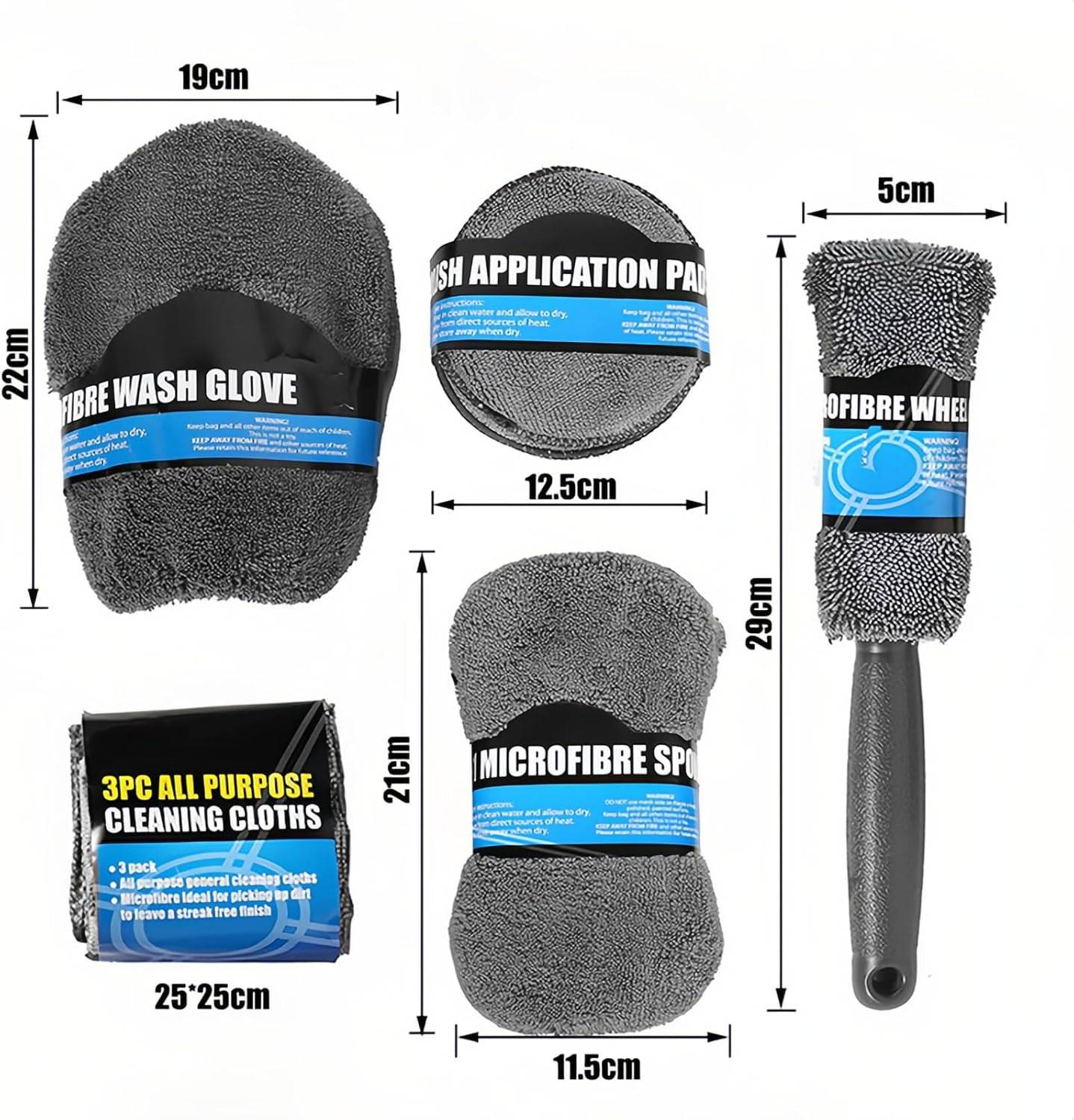 Car Detailing Towel Set, 9Pcs Car Wash Cleaning Tools Kit, Super Absorbent Auto Detailing Towel with Soft Microfiber Cloth, for Cleaning Wheels, Interior, Exterior, Leather, Air Vents image number 5