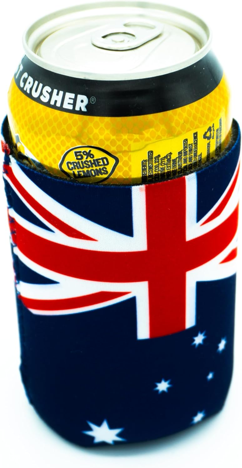 Stubby Holder Can Coolers for Drink Can (2-Pack) and Soft Drinks and Beer with Foldable Australian Themed Sleeve for Sublimation Heat Transfer (Australian Flag) image number 1