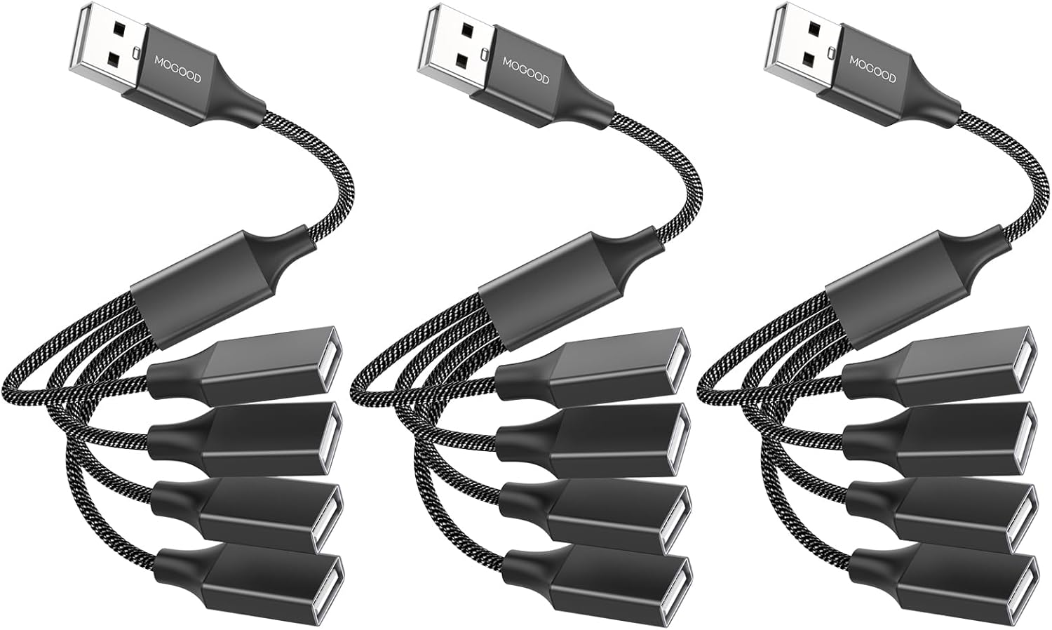 MOGOOD USB Splitter, 4 in 1 Cable Hub Adapter, Multi-Socket Converter with 4 Female Ports, Power Extension Cord for Pc/Car/Laptop/U Disk/Tv