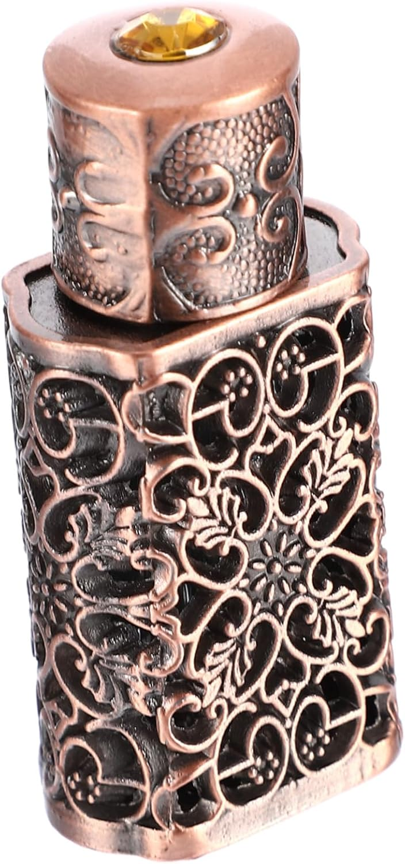 3Ml Hollow Engraved Perfume Bottle Essential Oil Dispenser Travel Spray Bottle Antique Copper Finish Refillable for Personal Use