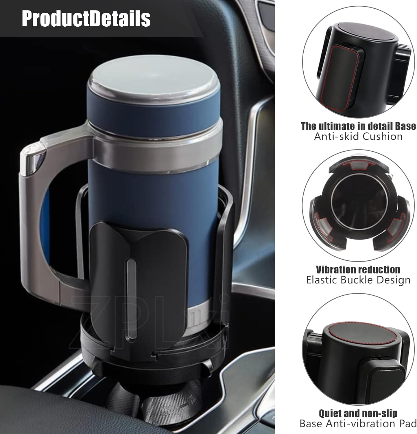 Car Cup Holder Expander with Adjustable Base Fits Most Car, Large Automotive Drink Holder Adapter for 7-14Cm, Expandable Cars Cup Holder Extender for Large Bottles, Cup, Mugs image number 4