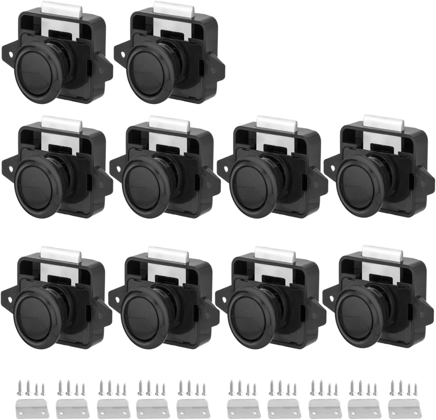 RV Cabinet Locks, ABS Push Button Cabinet Latch for RV Motorhome Camper Truck Caravan Van Yacht Boat Marine, Camper Cupboard Knob RV Cabinet Latches (5PC Black), MST02