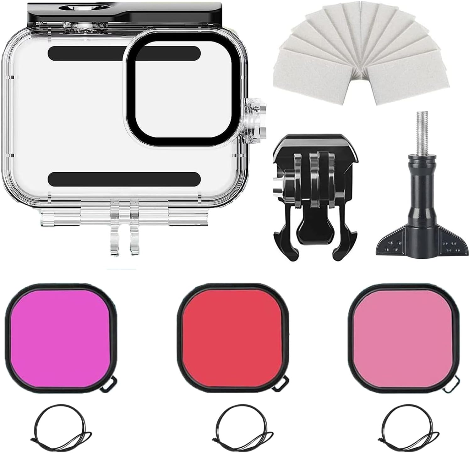 Fitstill 70M/230FT Underwater Waterproof Case with Dive Filters Compatible for Go Pro Hero 13/12/11/10/9 Black,Underwater Protective Housing Dive Kit,Professional Action Camera Dive Accessory Kit image number 1