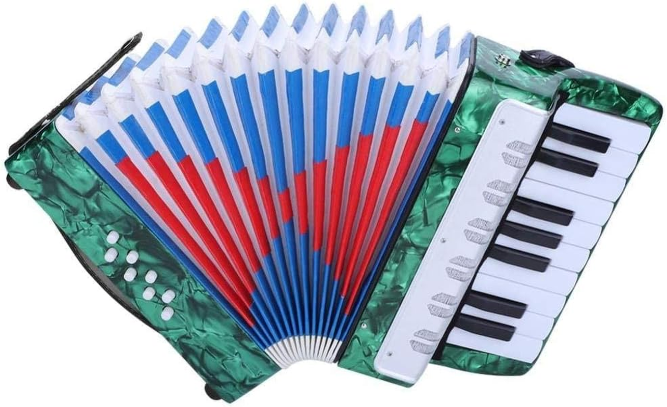 17 Keys 8 Bass Piano Celluloid Accordion, 4 Colors Portable Concertina with Side Adjustable Strap, Mini Musical Instrument Good for Beginners (Green) image number 5