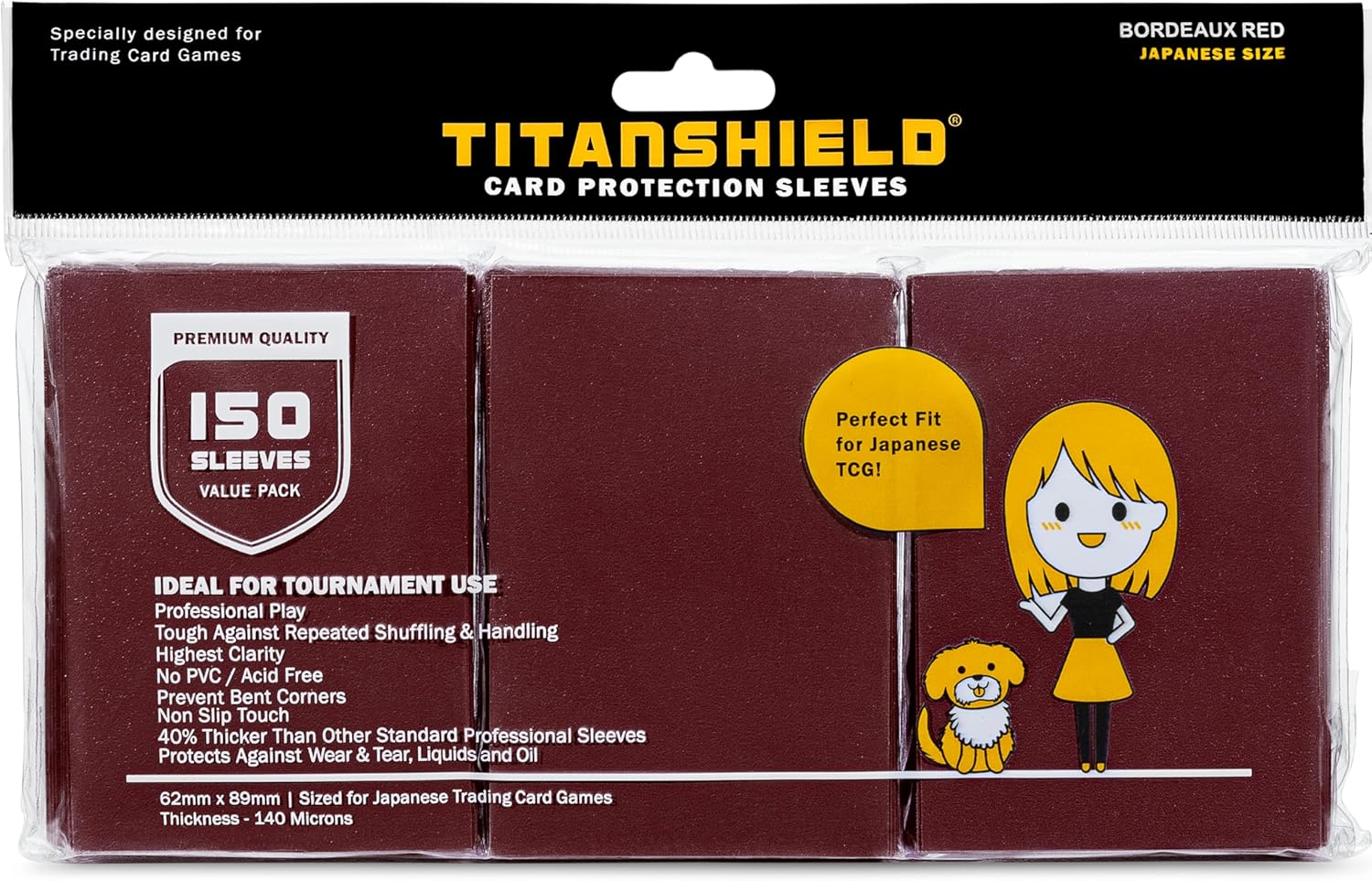 Titanshield (150 Sleeves) Bubblegum Pink Small Japanese Sized Trading Card Sleeves Deck Protector Compatible with Yu-Gi-Oh, Cardfight!! Vanguard, Kpop Photocards