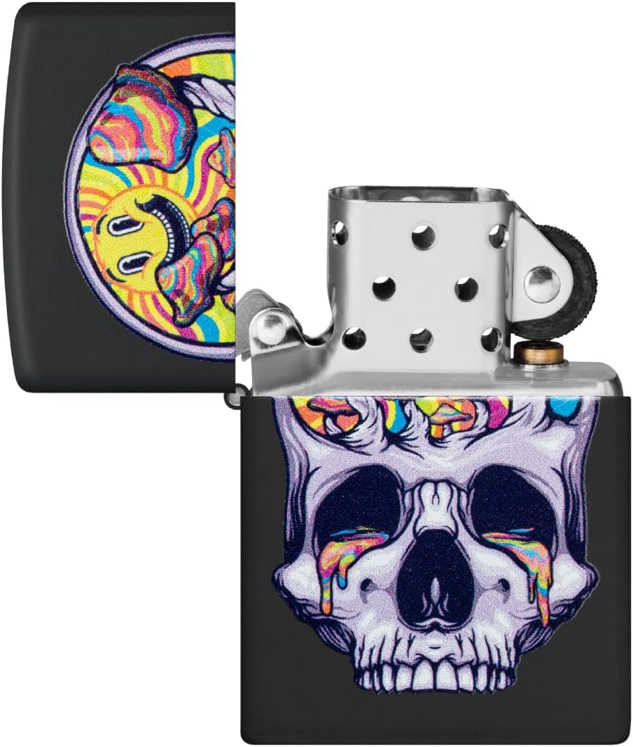 Zippo Skull Moon Design Windproof Lighter, Black Matte