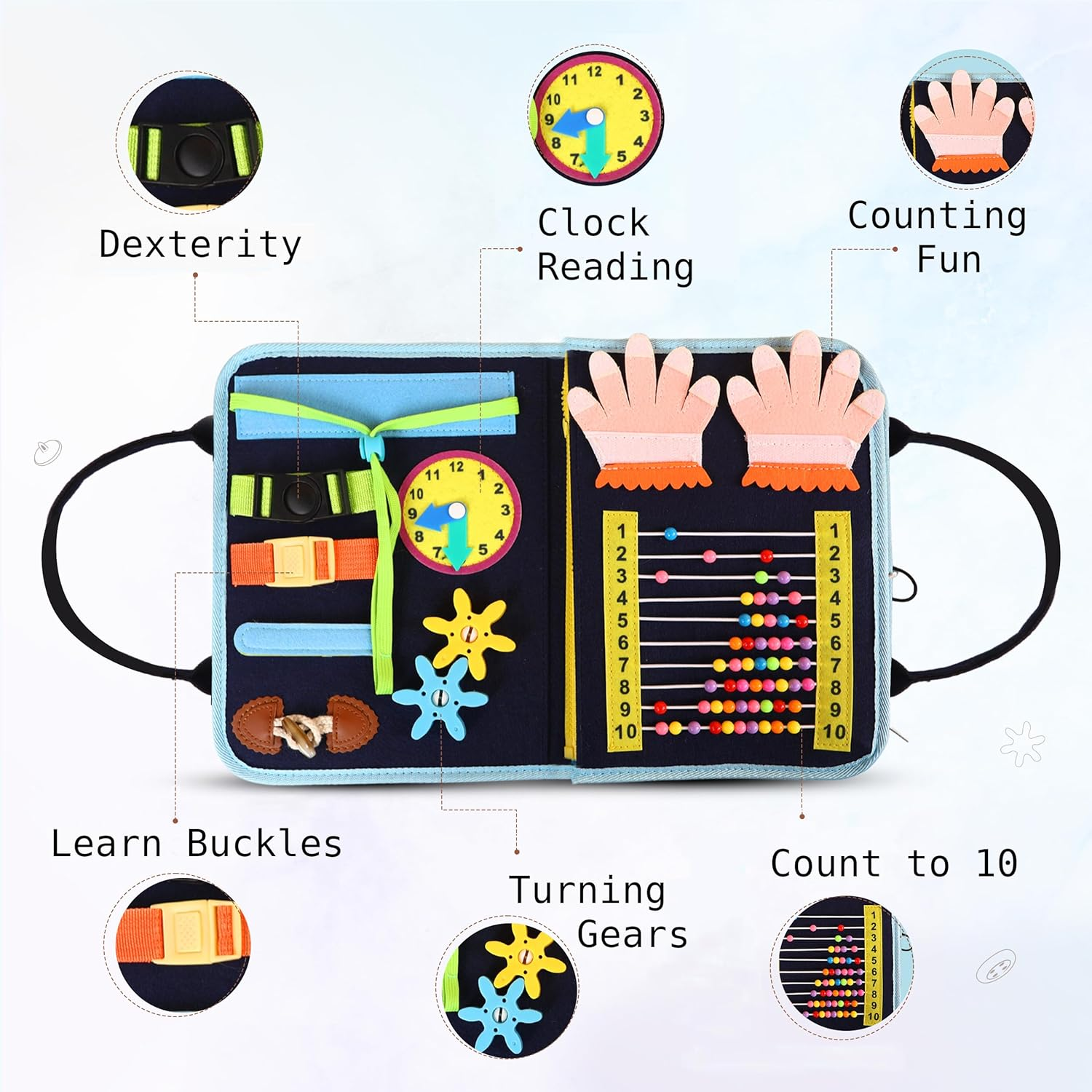 Montessori Busy Board Toys for Toddlers Ages 123456 Year Old Girls and Boys - Child Educational Preschool Sensory Book for Airplane and Car Travel image number 6