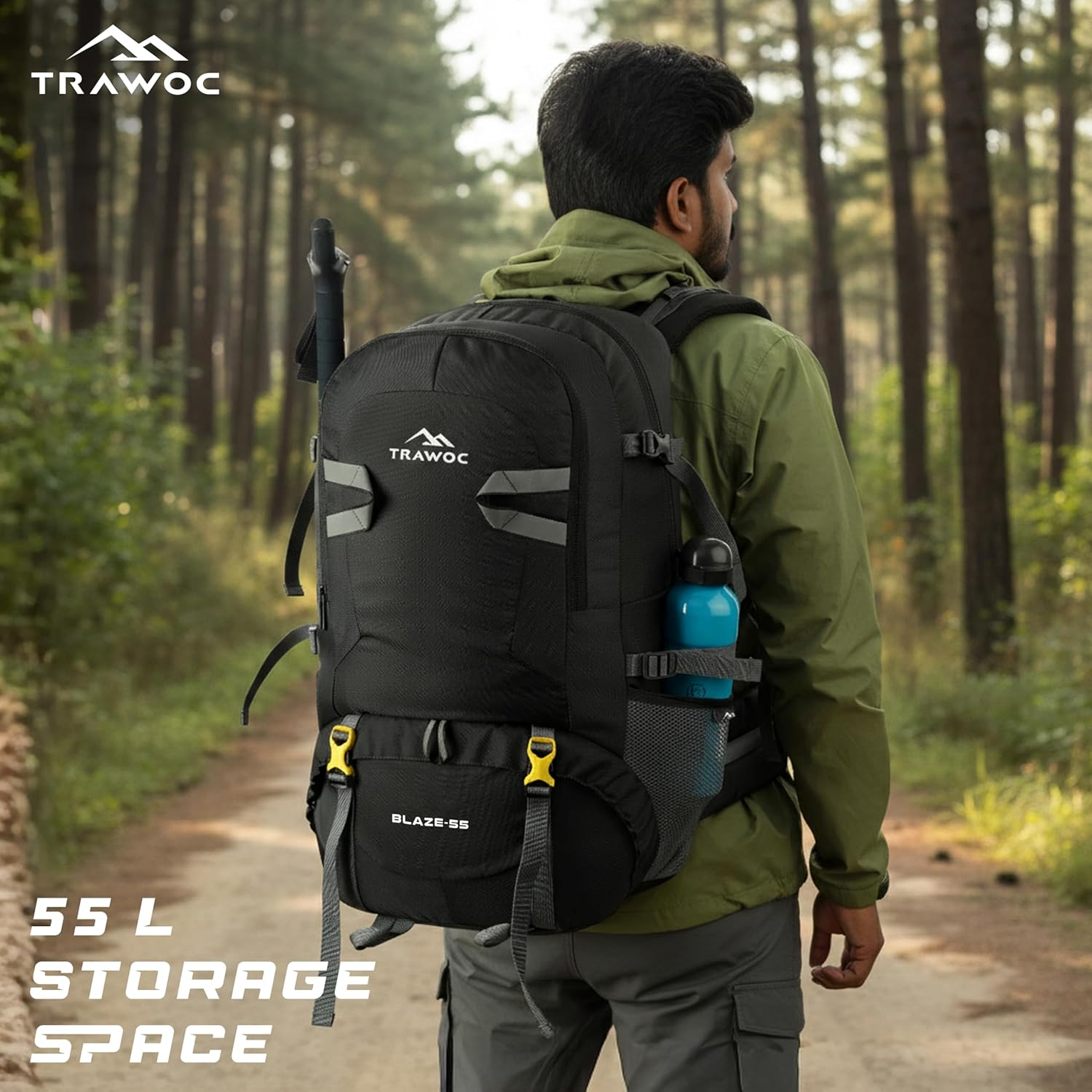 TRAWOC BLAZE 55 Liter Travel Backpack Daypack Bag for Camping Hiking Trekking Bag for Men & Women image number 6