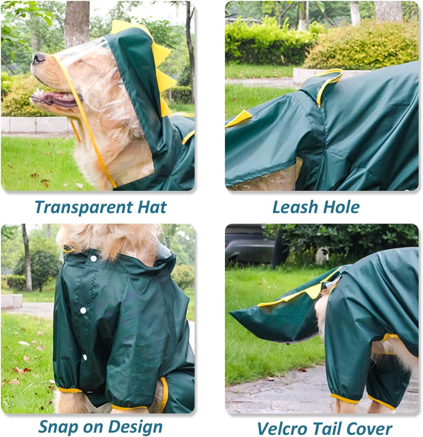 Large Dog Raincoat Full Coverage Slicker Dog Rain Coat Hoodie, Animal Shape Waterproof Jacket for Small Medium Large Dogs Dinosaur (Dinosaur, 5XL) image number 6