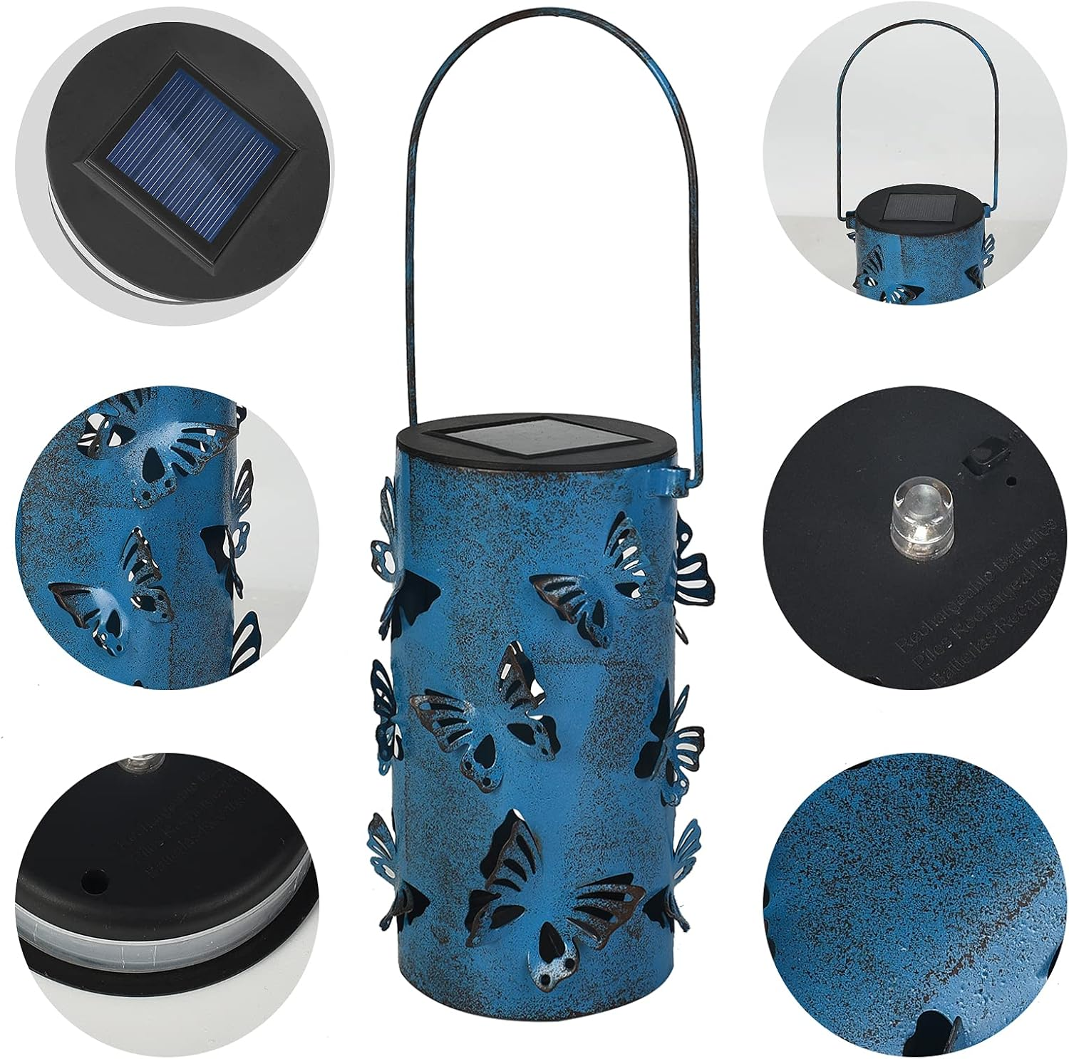 Solar Lanterns Outdoor with Shepherds Hook, Hanging Waterproof Solar Powered Garden Lantern,Metal Lantern Outdoor Decorative Lights for Yard, Lawn Porch Pathway, Landscape image number 4