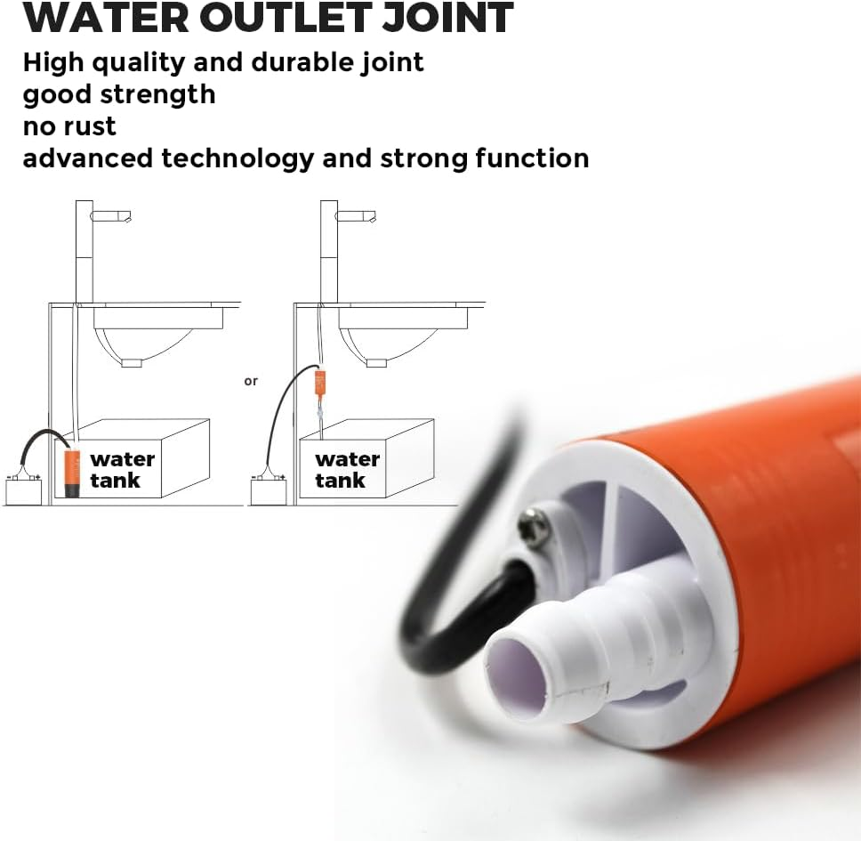 280GPH 12V Boat Caravan Inline Water Pump Submersible and Inline Water Transfer Pump with 5M Cabel(12V-280Gph) image number 4