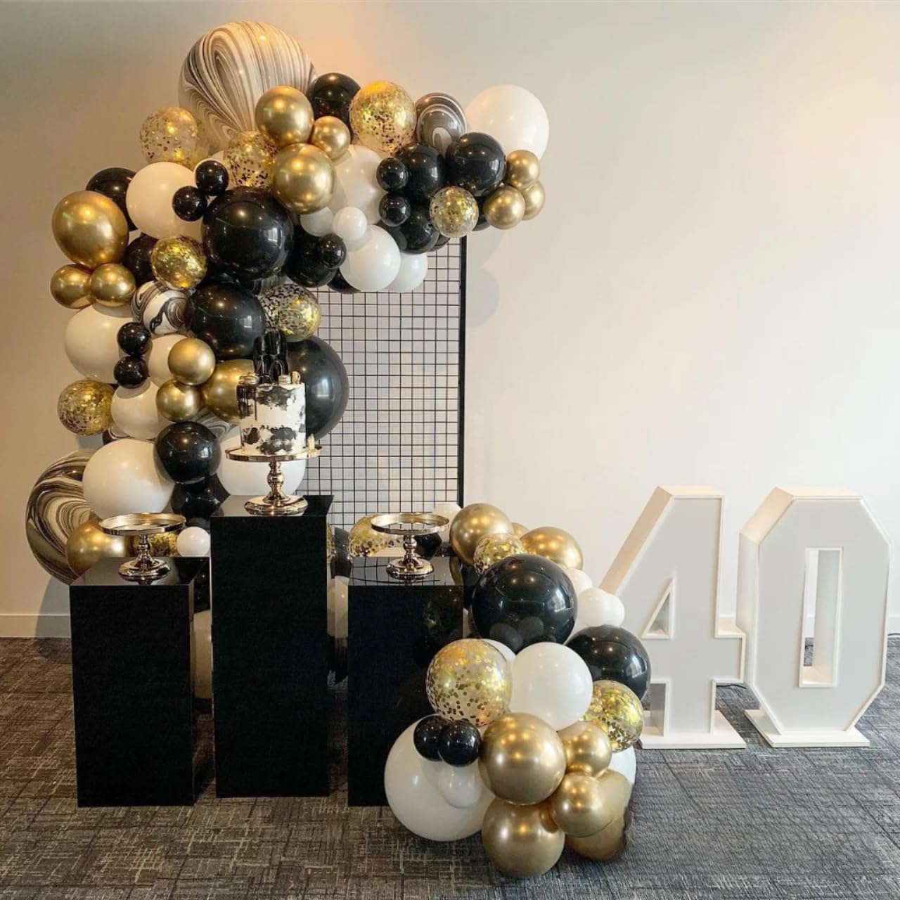 Black White Gold Balloon 75Pcs,Black White and Gold Party Decorations, 12In and 5In Black Gold White Party Balloons for Black White and Gold Birthday Decorations, New Year Balloons, Wedding Decoration image number 5