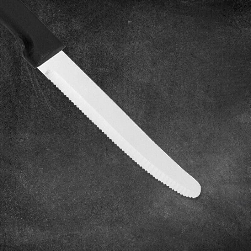 AIMALL 6 Pcs Steak Knives Dinner Set Stainless Steel Serrated Dishwasher Safe Knife - Durable Stainless Steel Serrated Blades with Non-Slip Black Polypropylene Handles image number 6