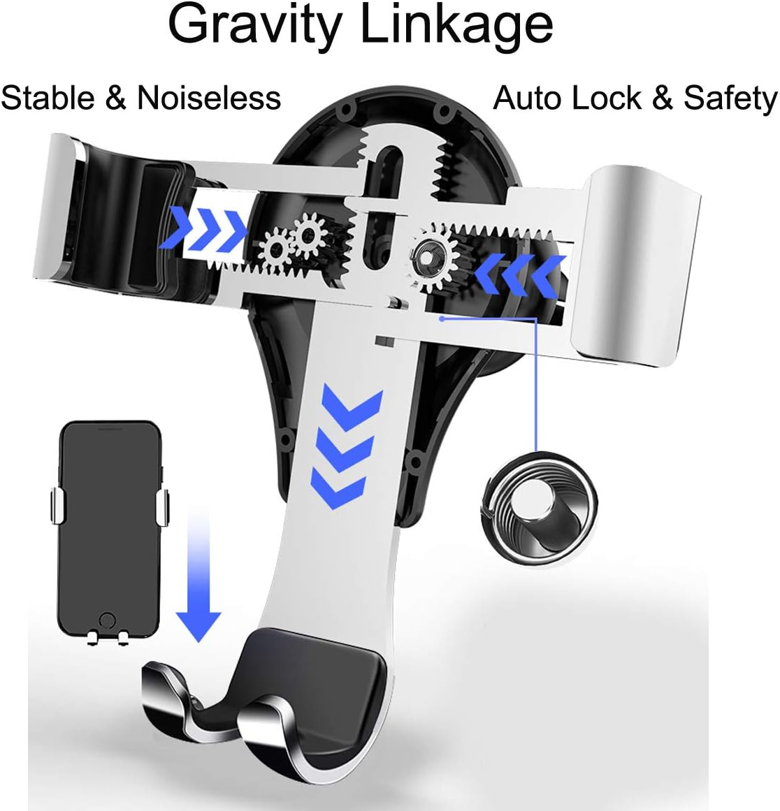 Phone Holder for Audi A3, 360&deg; Rotation Gravity Auto Lock Stable No Jitter Easy Mount Aluminum Alloy Vehicle Mobile Phone Stand Mount for Audi A3 / S3 2014-2019 image number 3