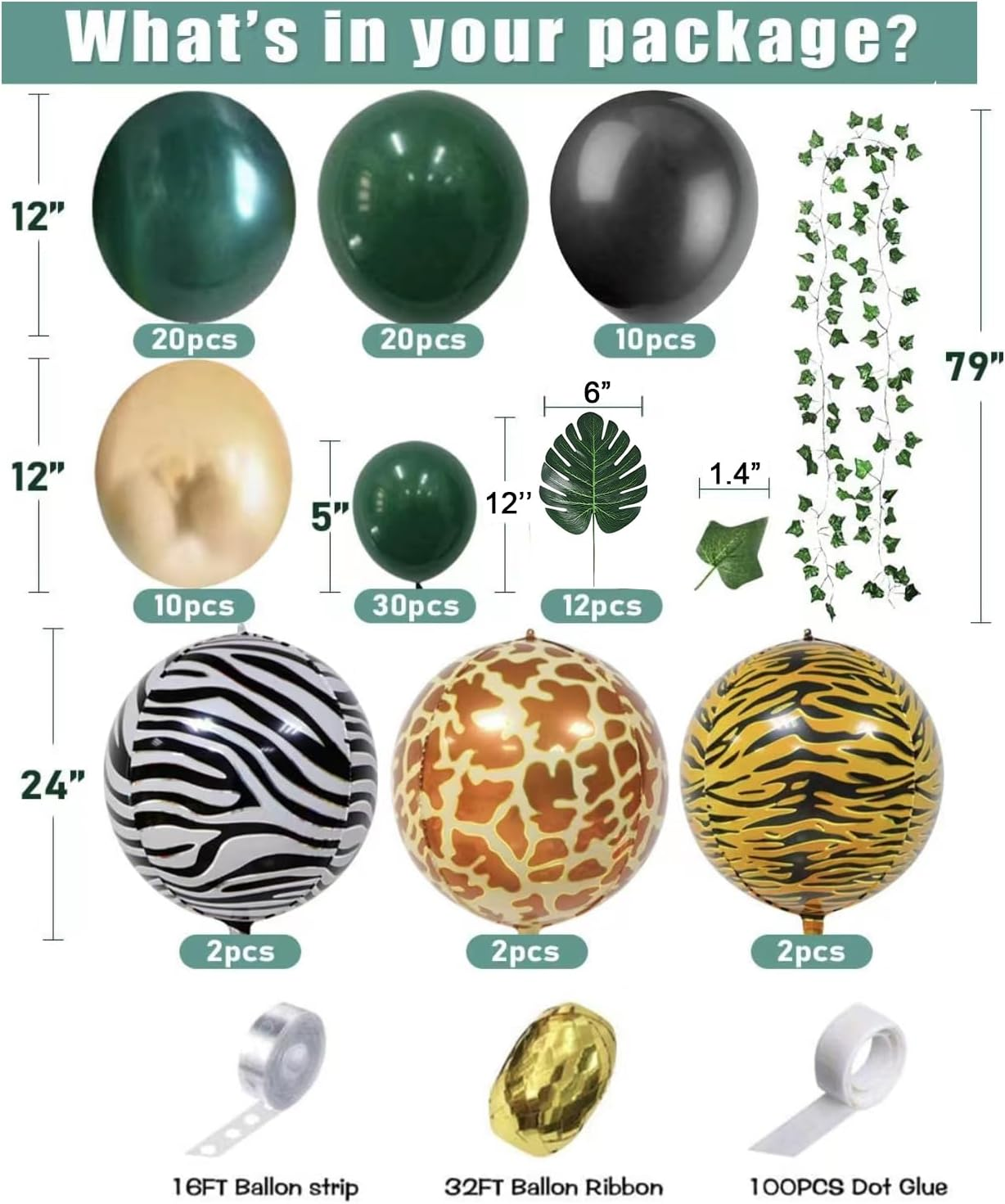 Jungle Safari Tropical Wild Lion King Theme Sage Green Balloons Balloon Garland Kit 113 PCS Birthday Party Supplies Decorations image number 5