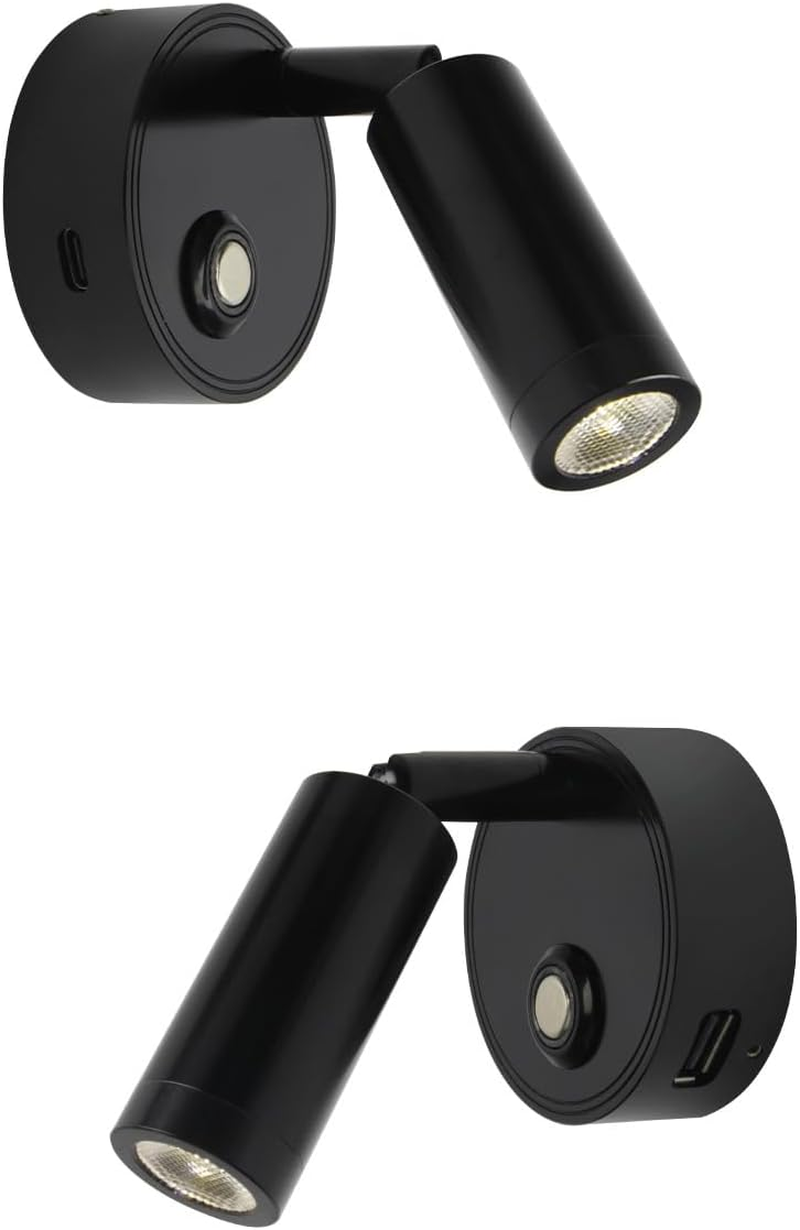 12V LED RV Reading Light with Dual Charging Ports, 3CCT Touch Control Dimmable RV Interior 12V Bedside Light Fixture Spotlight for Motor-House Camper Caravan Vehicle Vessel Boat Yacht (Black) image number 3
