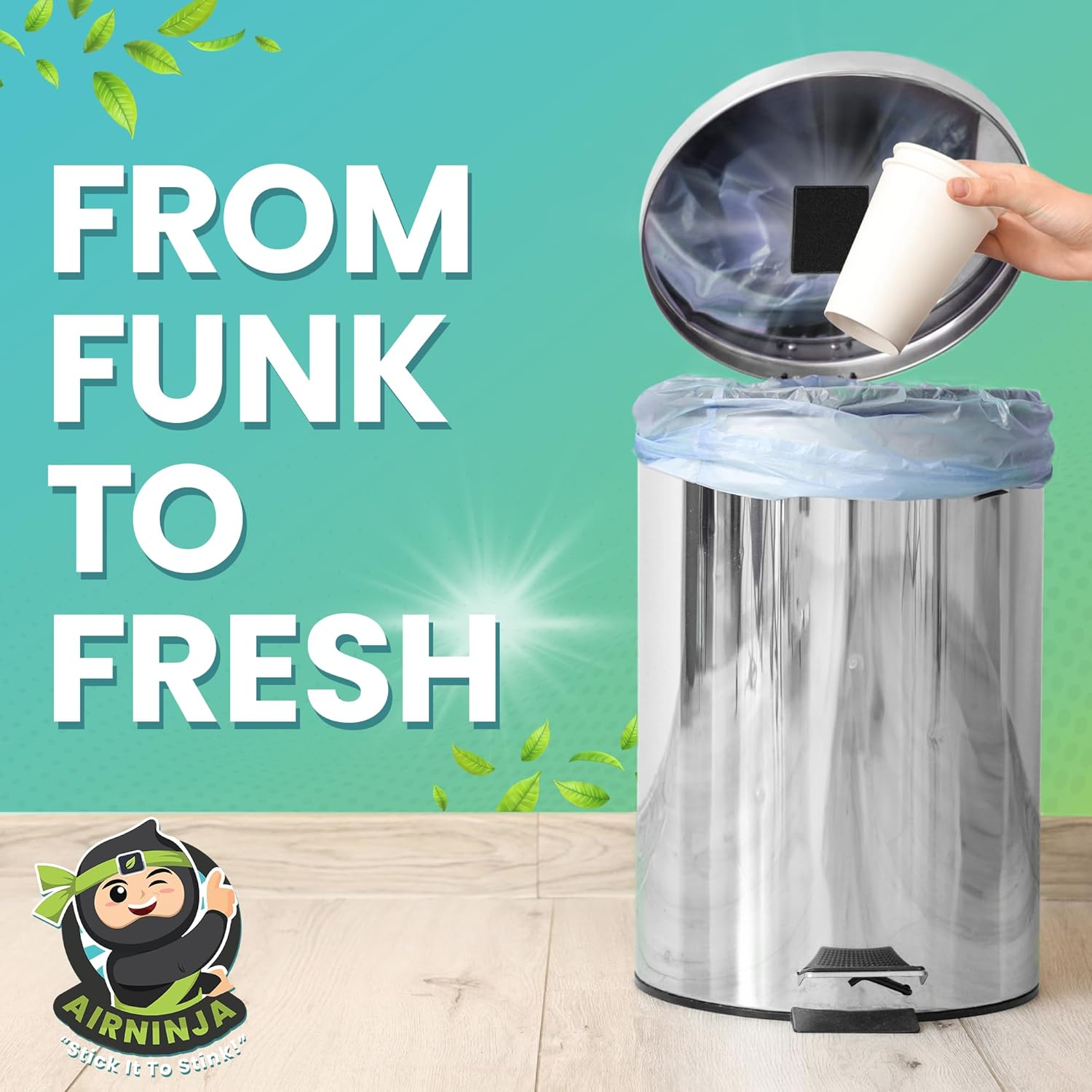 Trash Can and Diaper Pail Deodorizer Patch | Organic Odor Eliminator | 4 Month Supply | Beats Baking Soda and Charcoal Bags | Chemical and Fragrance Free image number 2