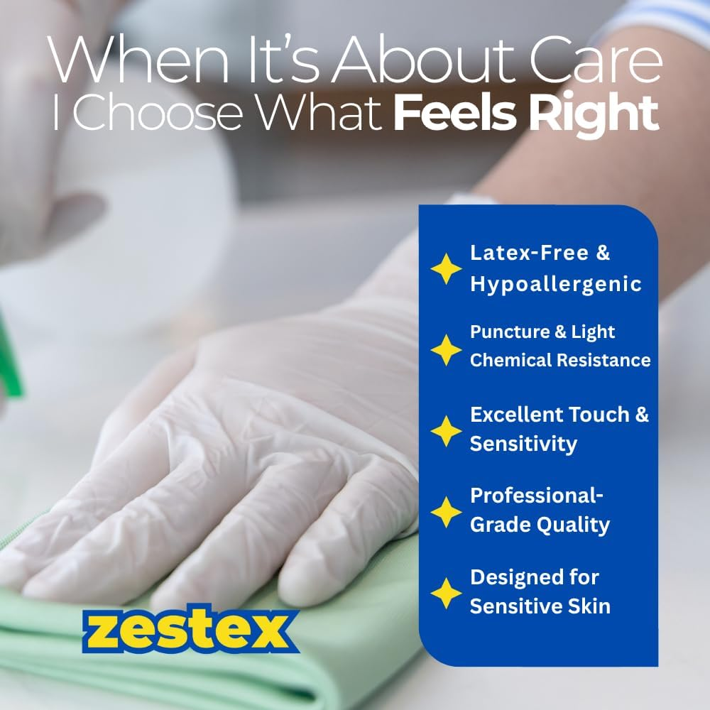 Nitrile Personal Care, Latex-Free & Powder-Free, Non-Sterile Food Safe Multi Purpose Disposable Glove, White, Medium, Case/100 image number 5