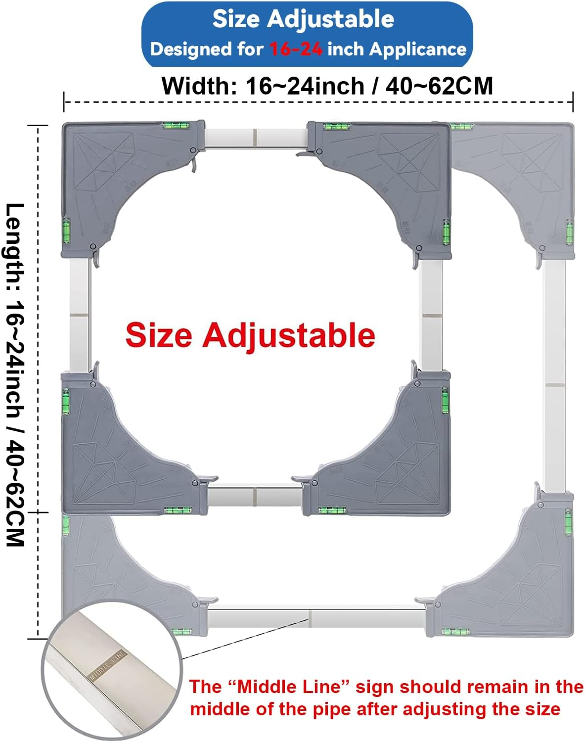 W B D WEIBIDA Adjustable Appliance Dolly Cart with 4 Locking Wheels Small Furniture Mover Mobile Base for Washing Machine, Dryer, Refrigerator and Mini Fridge Stand Moving Cart image number 4