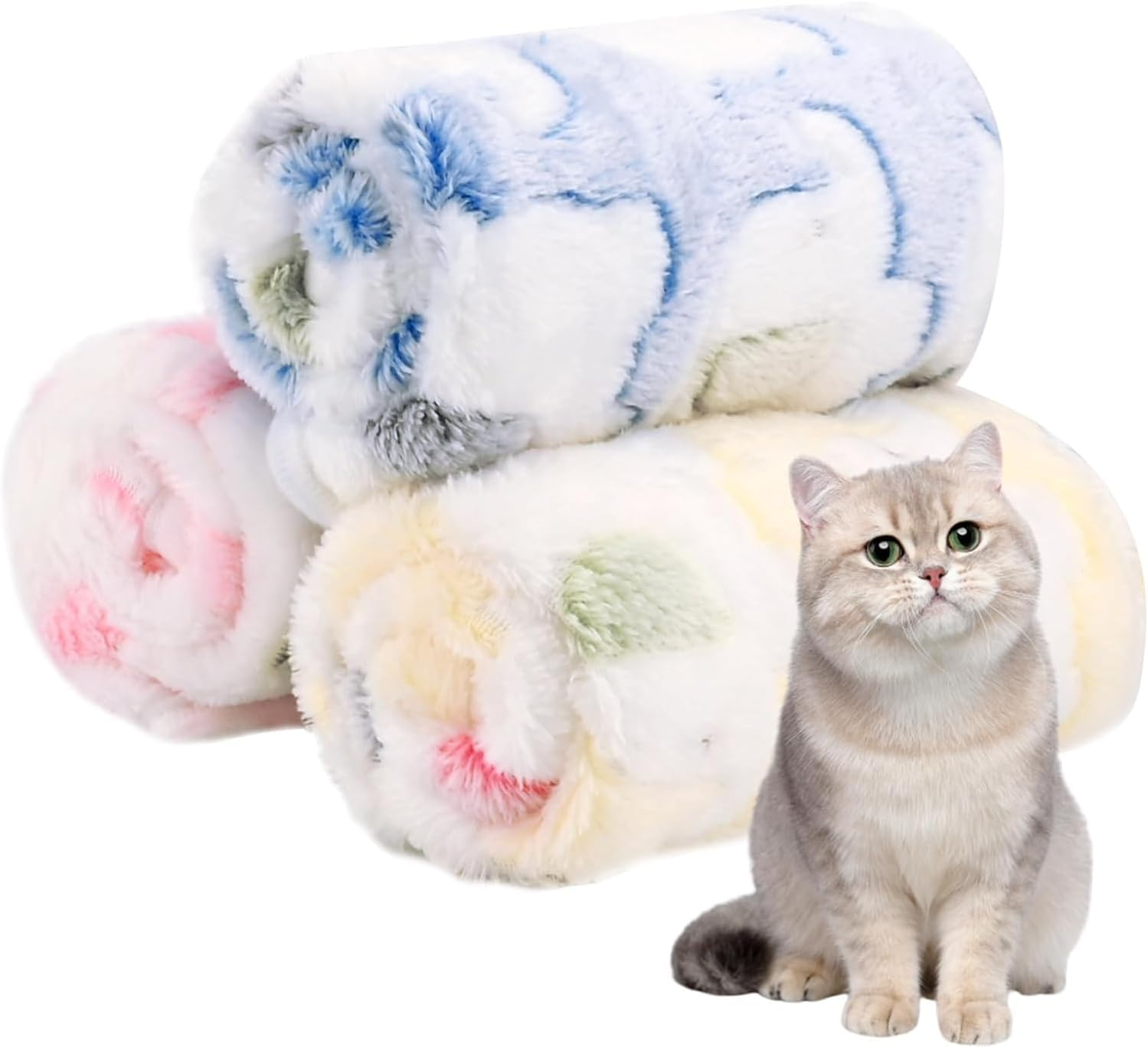 3 Pcs Pet Soft Dog Blankets Washable,60 * 40Cm Fluffy Cats Puppy Blankets,Puppy Blankets Dog Blanket Cat Blanket,Cute Elephants Print,Warm Sleep Mat Blanket for Small Dog Cat image number 3