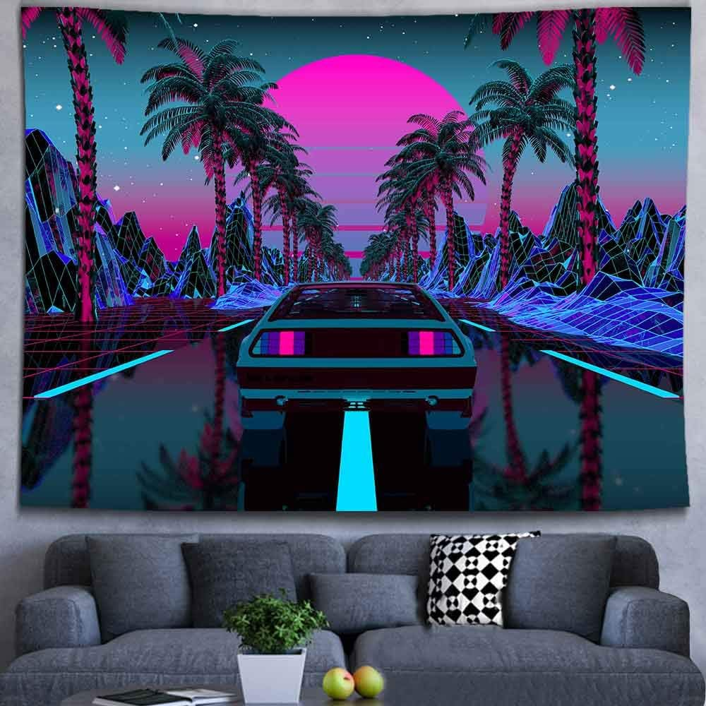 Car Tapestry 1980S Science Fiction Super Sports Car Tapestry Forest Road Tapestry Suitable for Home Decoration Art for Bedroom Living Room GTLTIE582 image number 6