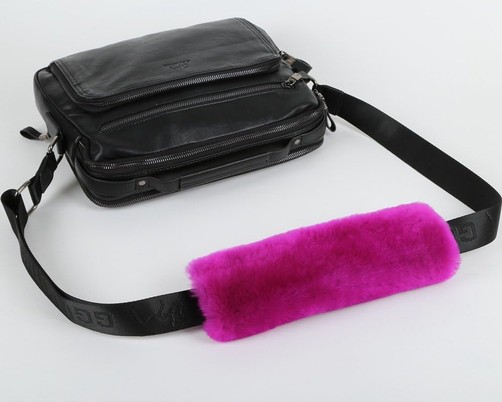 Dotesy Auto Genuine Sheepskin Seat Belt Cover,Universal Fuzzy Pure Wool Car Seatbelt Cover Shoulder Pads for Adults Kids Children,Safety Belt Strap Chest Protector Neck Cushion,Purple Pink