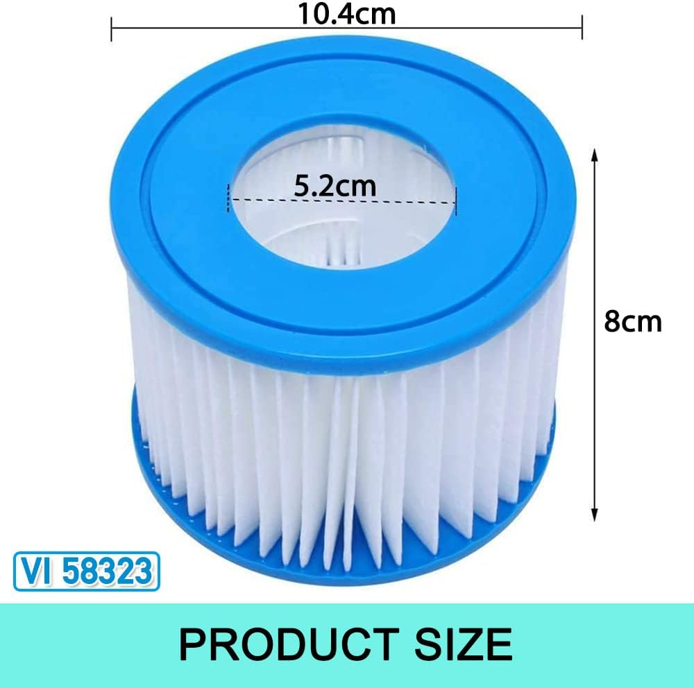 6 Pack Spa Swimming Pool Filters Cartridge Size VI for Lay Z Bestway 58323 Replacement Pool Filter Cleaner image number 2